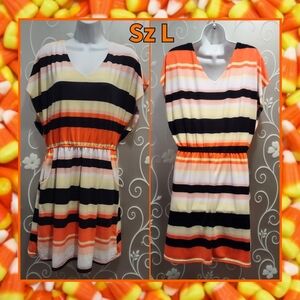 WOMENS MULTI COLOR STRIPED DRESS SIZE L